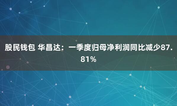 股民钱包 华昌达：一季度归母净利润同比减少87.81%